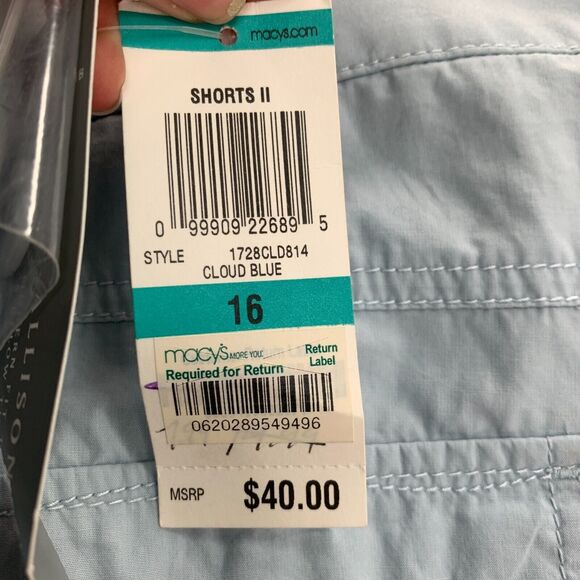 Charter Club Shorts Womens 16 Allison Fit Cloud Blue Modern Mid Rise Drawcord - Picture 10 of 12